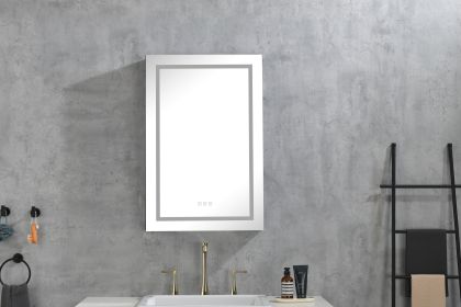 24 in. W x 36 in. H LED Lighted Bathroom Medicine Cabinet with Mirror;  Surface Lighted Medicine Cabinet; Dimmable; Adjustable Shelves; Intelligent Sw