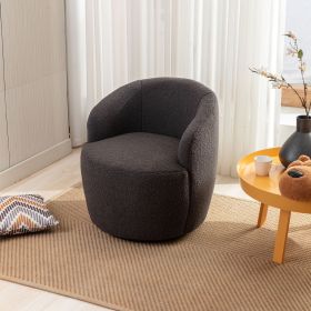 fabric swivel accent armchair barrel chair with black powder coating metal ring - Dark Gray