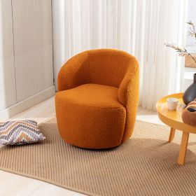 fabric swivel accent armchair barrel chair with black powder coating metal ring - Caramel