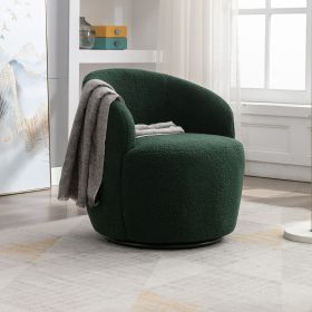 fabric swivel accent armchair barrel chair with black powder coating metal ring - Green