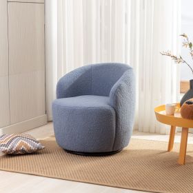 fabric swivel accent armchair barrel chair with black powder coating metal ring - Light Blue