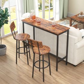 Bar Table Set with 2 Bar stools (Rustic Brown; 43.31''w x 15.75''d x 35.43''h) - 2