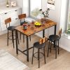 Bar Table Set with 4 Bar stools PU Soft seat with backrest (Rustic Brown; 47.24''w x 23.62''d x 35.43''h) - 4