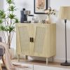 Kitchen storage cabinets with rattan decorative doors; buffets; wine cabinets; dining rooms; hallways; cabinet console tables; (Natural; 31.5''LX 15.8