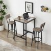 Bar Table Set with 2 Bar stools PU Soft seat with backrest (Grey; 23.62''w x 23.62''d x 35.43''h) - 2