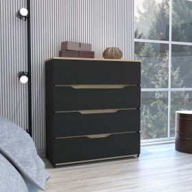 California Drawer Dresser; Four Spacious Drawers; Superior Top - Black / Light Oak