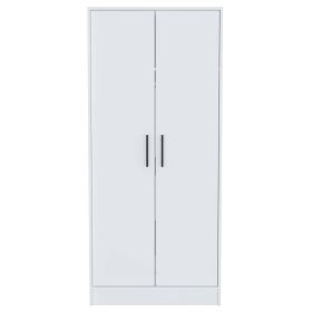 Rio Double Door Armoire; One Cabinet; Hidden Drawer - White