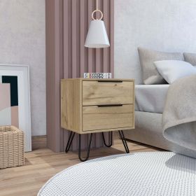 Nuvo 2 Nightstand; Two Drawers; Hairpin Legs - Light Oak