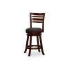 24" Counter Height Slat Back Swivel Stool; Cherry Finish; Charcoal Fabric Seat - as Pic