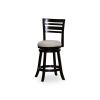 24" Counter Height Slat Back Swivel Stool; Espresso Finish; Beige Fabric Seat - as Pic