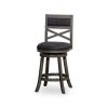 24" Counter Height X-Back Swivel Stool; Weathered Gray Finish; Charcoal Fabric Seat - as Pic