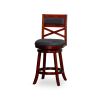 24" Counter Height X-Back Swivel Stool; Cherry Finish; Charcoal Fabric Seat - as Pic