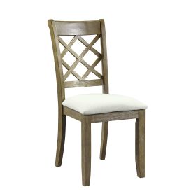 ACME Karsen SIDE CHAIR (SET-2) Beige Linen & Rustic Oak Finish DN01450 - as Pic