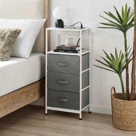 3-Drawers Nightstand With USB Bedroom - White