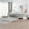 Twin or Double Twin Daybed with Trundle; White - White