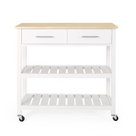 Enon Modern Kitchen Cart on Wheels White - as Pic