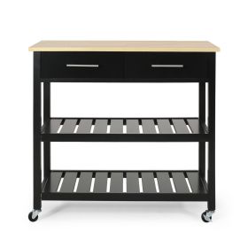 Enon Modern Kitchen Trolley on Wheels Black - as Pic