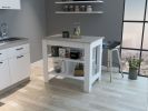 Rockaway 3-Shelf Kitchen Island White and Light Grey - as Pic