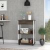 Dering 1-Drawer 2-Shelf Kitchen Cart with Caster White and Dark Walnut - as Pic