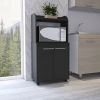 Charlotte 1-Shelf 2-Door Kitchen Pantry Black Wengue - as Pic