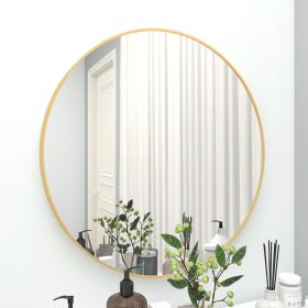 28&quot; Wall Circle Mirror Large Round Gold Farmhouse Circular Mirror for Wall Decor Big Bathroom Make Up Vanity Mirror Entryway Mirror - as Pic