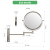 8-inch Wall Mounted Makeup Vanity Mirror; Height Adjustable; 1X / 10X Magnification Mirror; 360Â¬âˆž Swivel with Extension Arm (Brushed Nickel) - as Pic