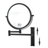 8-inch Wall Mounted Makeup Vanity Mirror; Height Adjustable; 1X / 10X Magnification Mirror; 360Â¬âˆž Swivel with Extension Arm (Black) - as Pic