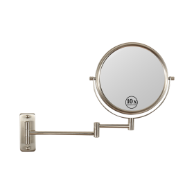 8-inch Wall Mounted Makeup Vanity Mirror; 1X / 10X Magnification Mirror; 360Â¬âˆž Swivel with Extension Arm (Brushed Nickel) - as Pic