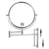 8-inch Wall Mounted Makeup Vanity Mirror; Height Adjustable; 1X / 10X Magnification Mirror; 360Â¬âˆž Swivel with Extension Arm (Chrome Finish) - as Pic