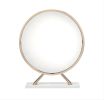 Midriaks Mirror &amp; Stool in PU; White &amp; Gold Finish AC00723 - as Pic