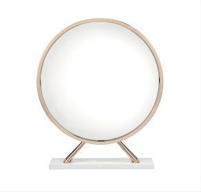 Midriaks Mirror &amp; Stool in PU; White &amp; Gold Finish AC00723 - as Pic