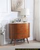 Walnut Finish 1pc Chest of Three Drawers Marble Top Ball Bearing Glides Bedroom Furniture - as Pic