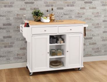 Tullarick Kitchen Cart; Natural &amp; White 98305 - as Pic