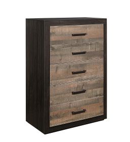 Contemporary Two-Tone Finish 1pc Chest of Drawers Faux-Wood Veneer Bedroom Furniture - as Pic