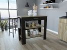 Cala Kitchen Island 40; Two Shelves; One Drawer; Four Legs -Black / Light Oak - as Pic