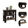 Cala Kitchen Island 40; Two Shelves; One Drawer; Four Legs -Black / Light Oak - as Pic