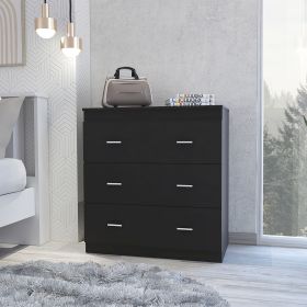 Classic Three Drawer Dresser; Superior Top; Handles -Black - as Pic