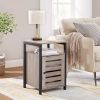 End Table with Open Shelf; Side Table; Inner Adjustable Shelf; Steel Frame; 15.7 x 15.7 x 23.6 Inches; Bedroom; Industrial; Greige and Black ULET062B0