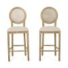 Salton French Country Wooden Barstools with Upholstered Seating (Set of 2) - as Pic