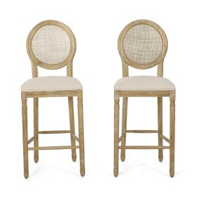 Salton French Country Wooden Barstools with Upholstered Seating (Set of 2) - as Pic