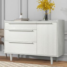 Modern Style Manufactured Wood 3-Drawer Dresser with Solid Wood Legs; White - as Pic