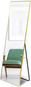 Full Length Mirror; Floor Mirror with Stand; Dressing Mirror ; Bedroom Mirror with Aluminium Frame 65&quot;x22&quot;; Gold - as Pic