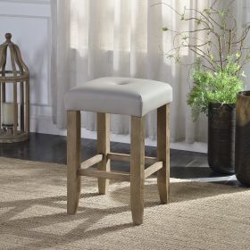 Charnell Counter Height Stool (Set-2) in Gary PU &amp; Oak Finish DN00552 - as Pic