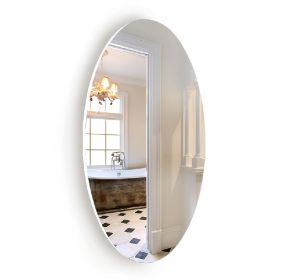 Frameless Beveled Wall Mounted Bathroom Mirror; HD Makeup Mirror; 25" Round Mirror - as Pic