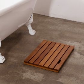 Log Color Spa Solid Teak Bathroom Shower Mat Bathroom Anti-Slip Mat - as Pic