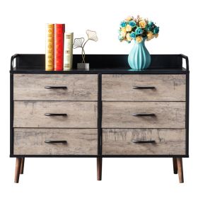 Dresser 6 Drawers Storage Dresser with Fabric Foldable  - black