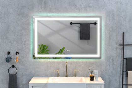 48*36 LED Lighted Bathroom Wall Mounted Mirror with High Lumen+Anti-Fog Separately Control+Dimmer Function - as Pic