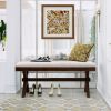 TOPMAX Farmhouse Rustic Wood Kitchen Upholstered Dining Bench; Brown+ Beige - as Pic