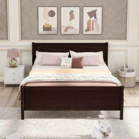 Full Size Wood Platform Bed with Headboard and Wooden Slat Support - Espresso