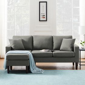 Reversible sectional sofa  Soft Velvet fabric - grey